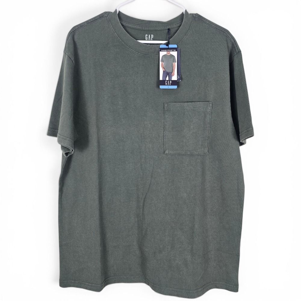 Gap Mens Washed‎ Pocket Tee Green Short Sleeve Cotton Crew Neck T-Shirt Large
